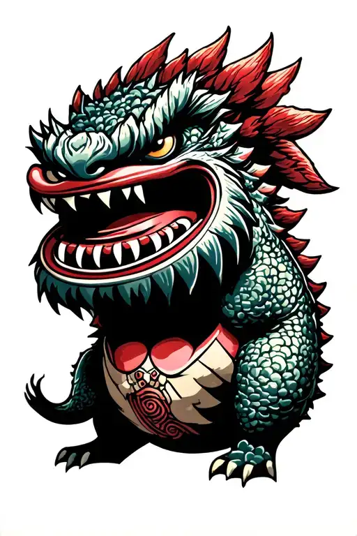 daruma gojira tattoo design idea