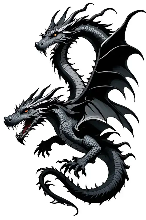 🎱 with 🐉 dragon flying tattoo design idea