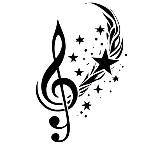 treble clef with stars tattoo design idea
