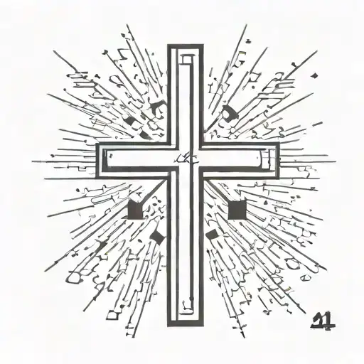 cross with numbers 444 tattoo design idea