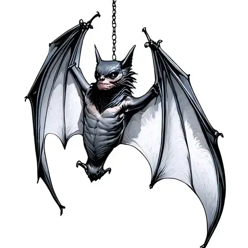 bat hanging upside tattoo design idea