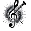 clarinet treble clef incorporated tattoo design idea