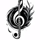 clarinet treble clef incorporated tattoo design idea