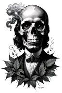eye blimp world is yours smoke fancy leafing Ben franklin skull tattoo design idea