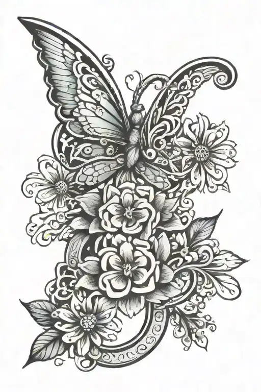 parkinson's disease symbol, breast cancer ribbon and dementia flower tattoo design idea