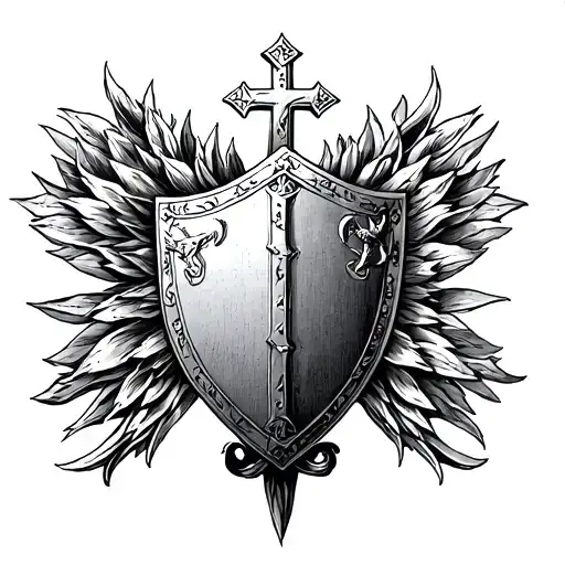 Catholic Greek Alexandra Shield Back Tattoo engraving tattoo design idea