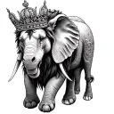 lion wearing crown elephant horse tattoo design idea