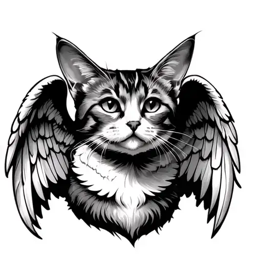 Cat Angel tattoo design idea