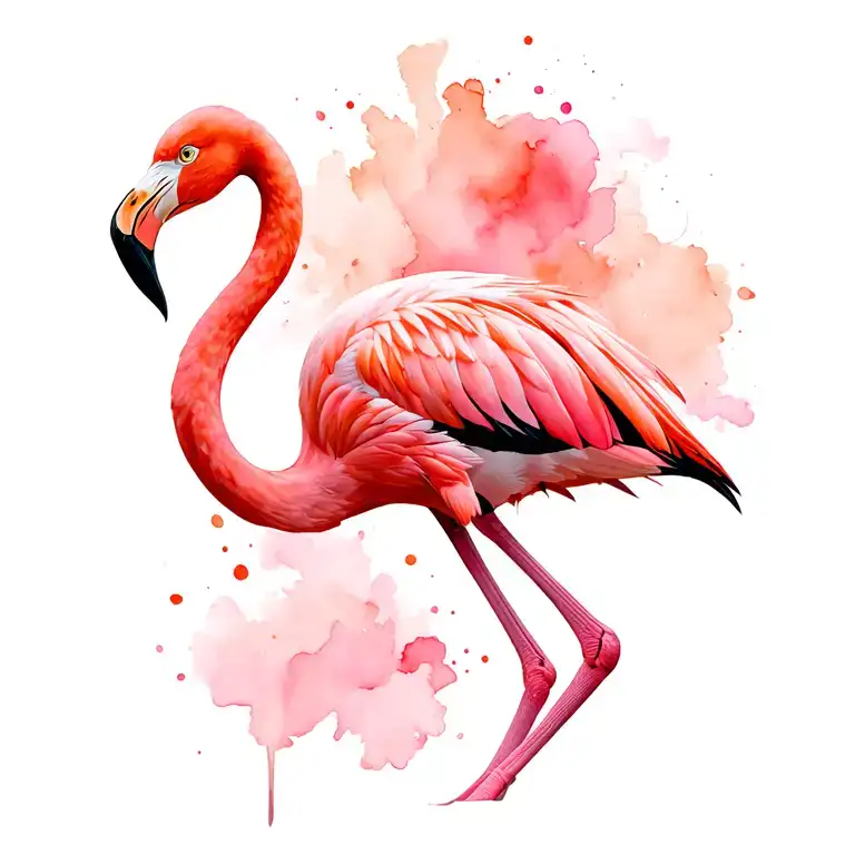 pink flamingo standing with one leg up side profile tattoo design idea
