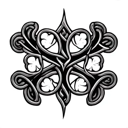 celtic cross with 4 leaf clovers tattoo design idea