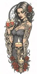 multiple vampire blood women candle burning cemetary background tattoo design idea
