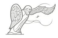 Grandpa Memorial - Wings of an angel - Canary looking over the island  tattoo design idea