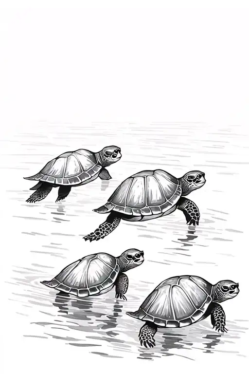 3 turtles swimming tattoo design idea