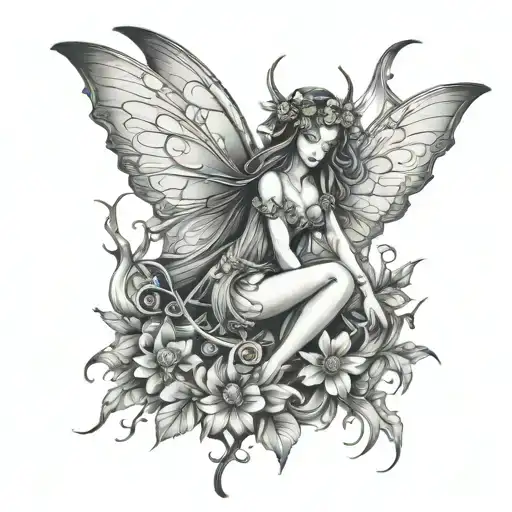 fairy and magic tattoo design idea