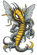 Scorpion with wings flying tattoo design idea