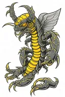 Scorpion with wings flying tattoo design idea