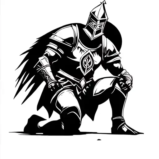 crusader knight kneeling tattoo design idea