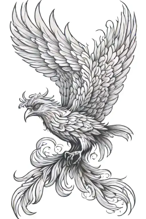 phoenix bird flying tattoo design idea