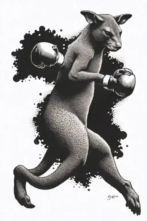 boxing kangaroo tattoo design idea