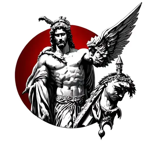 roman gods of rome except mars and minerva tattoo design idea