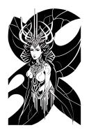 Hecate thick outline tattoo design idea