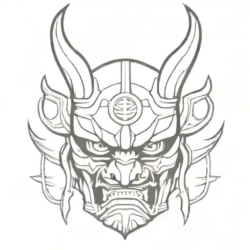 samurai demon mask tattoo design idea