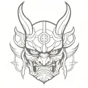 samurai demon mask tattoo design idea