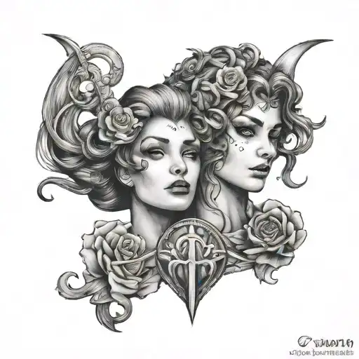 gemini bisexual being dominated by aries female tattoo design idea