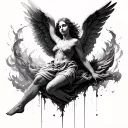 Fallen angel falling tattoo design idea