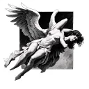 Fallen angel falling tattoo design idea