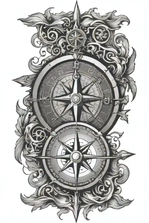 Trident and Compass tattoo design idea