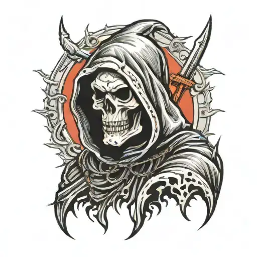 Grim Reaper in a Hood in Old School Style tattoo design idea