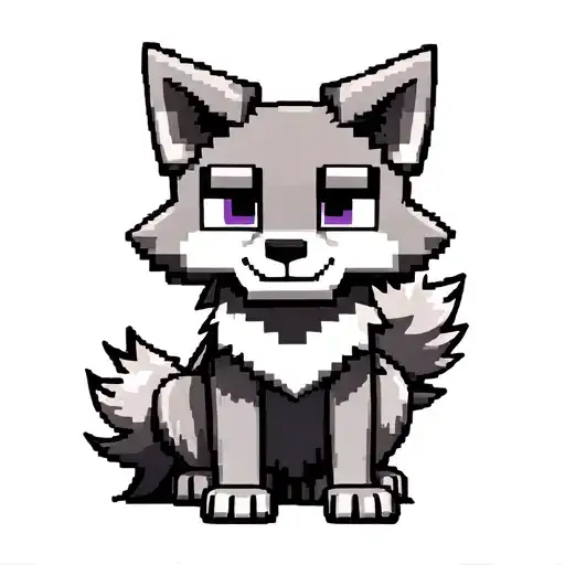 cute Minecraft wolf grey sitting smiling tattoo design idea