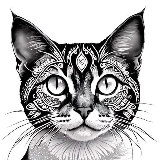 Cat Mandala tattoo design idea