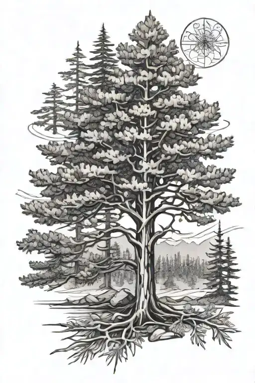 evergreen tree tattoo design idea