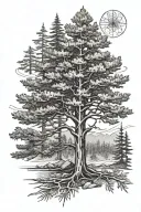 evergreen tree tattoo design idea