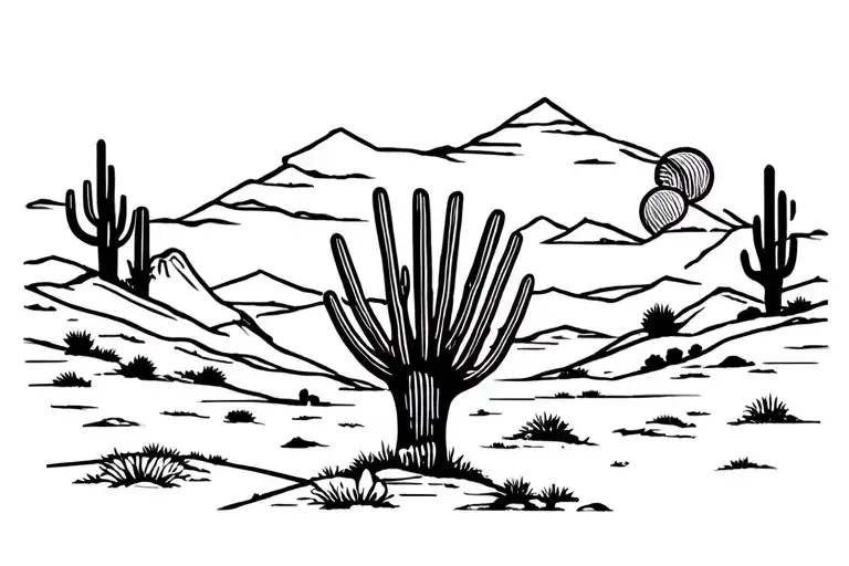 Arizona desert landscape tattoo design idea