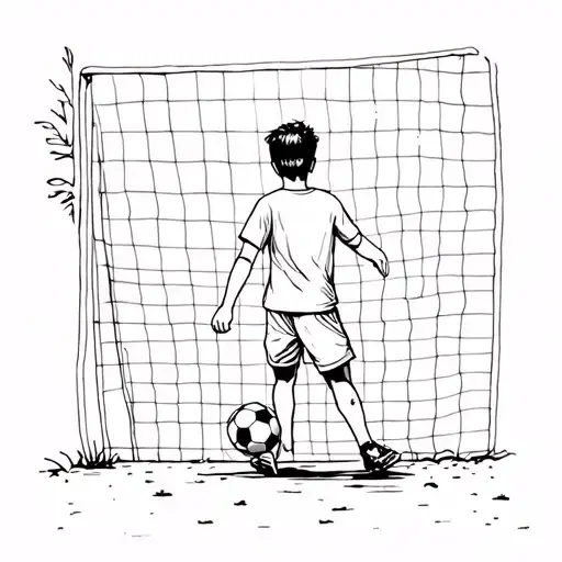 boy playing soccer in the favela de brazil tattoo design idea