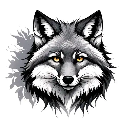 silver fox tattoo design idea