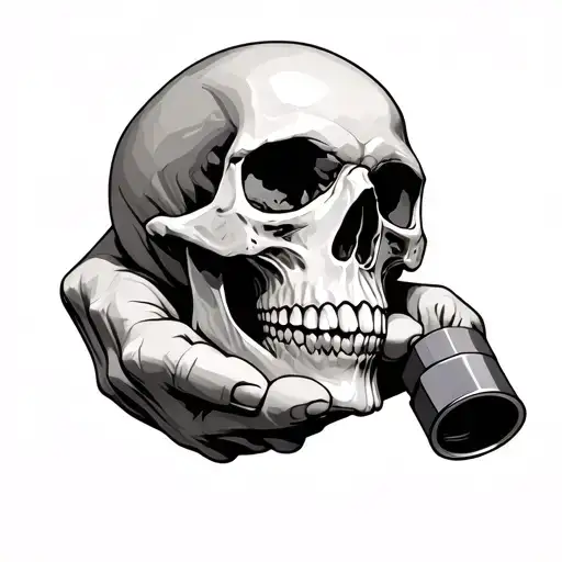 skull holding 10mm socket tattoo design idea