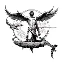 fallen son searching redemption from old gods tattoo design idea