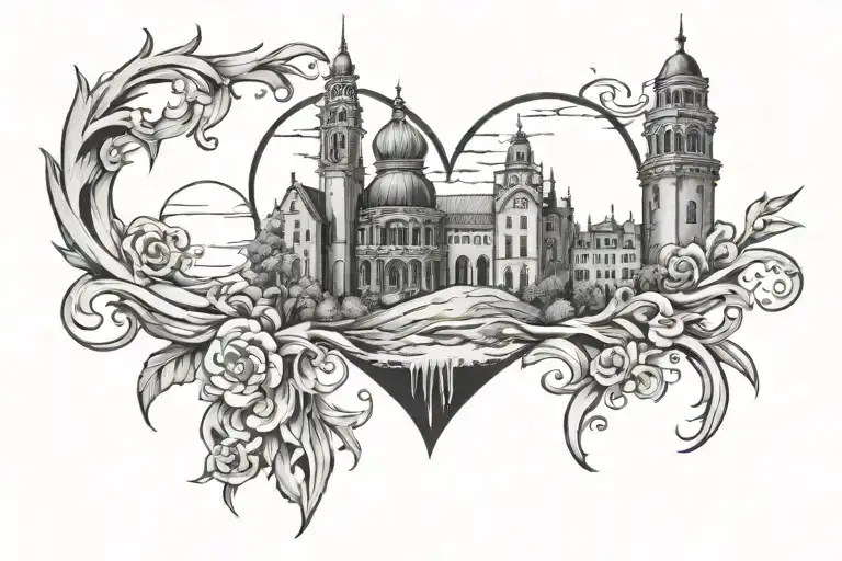 Love and great buildings will survive Strong hearts and concrete stay alive tattoo design idea