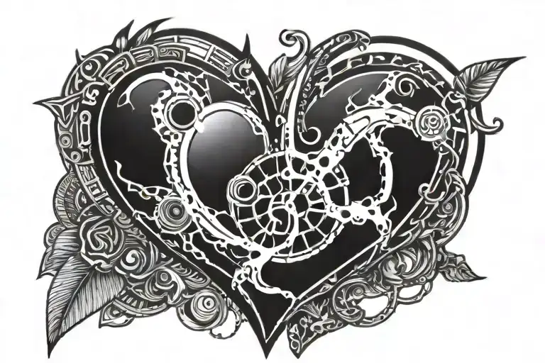cyber signilism heart tattoo design idea