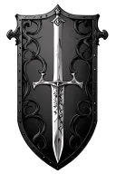 Crusader shield with intricate sword tattoo design idea