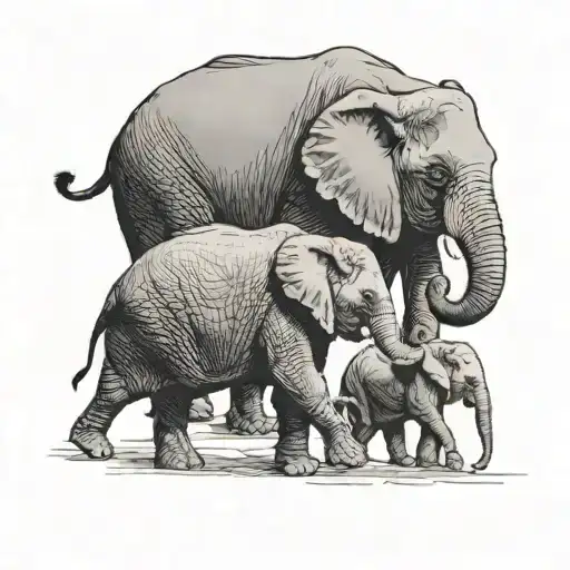 3 elephants walking togther tattoo design idea