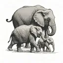 3 elephants walking togther tattoo design idea