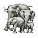 3 elephants walking togther tattoo design idea
