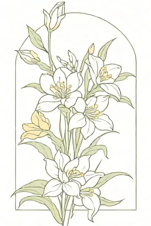 flower bouquet with daisy, daffodil, sweet pea, and larkspur tattoo design idea