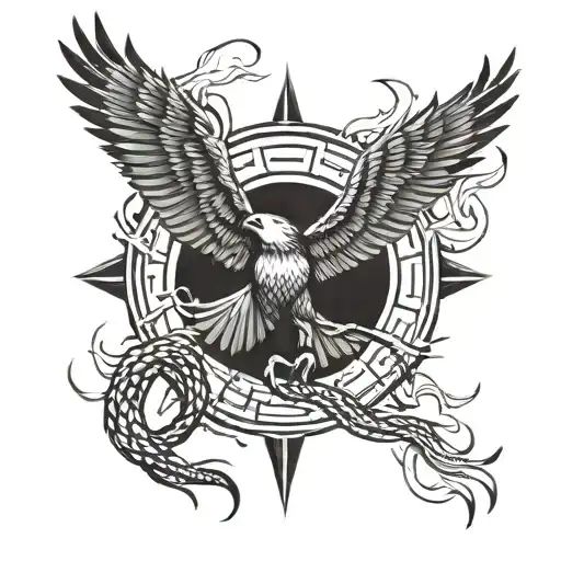 Snake Eagle Lightning tattoo design idea