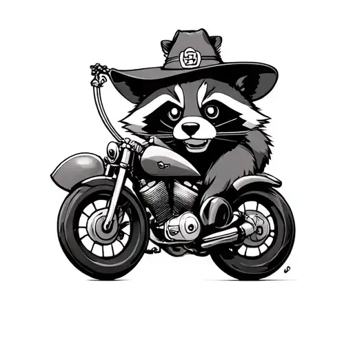 one piece chopper combined with a raccoon tattoo design idea